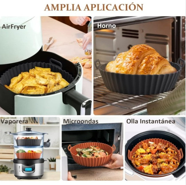 PACK 4 MOLDES DE SILICONA ANTIADHERENTES PARA FREIDORA DE AIRE 20 CM DIÁMETRO