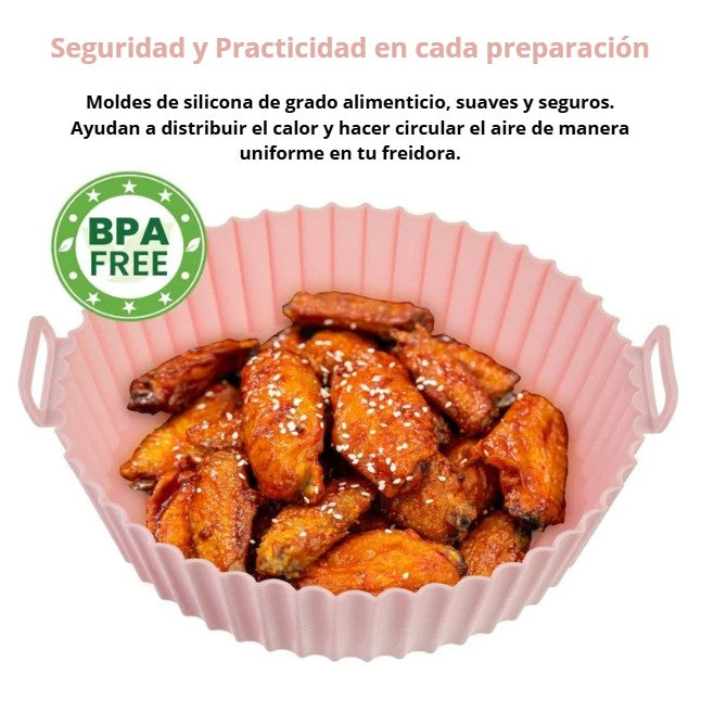 PACK 4 MOLDES DE SILICONA ANTIADHERENTES PARA FREIDORA DE AIRE 20 CM DIÁMETRO