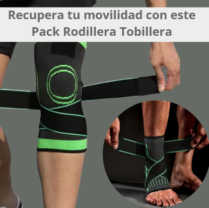 Pack Rodillera - Tobillera / Recupera tu movilidad / de Regalo lleva 1 Codera + 1 Muñequera + 1 Banda de Mano
