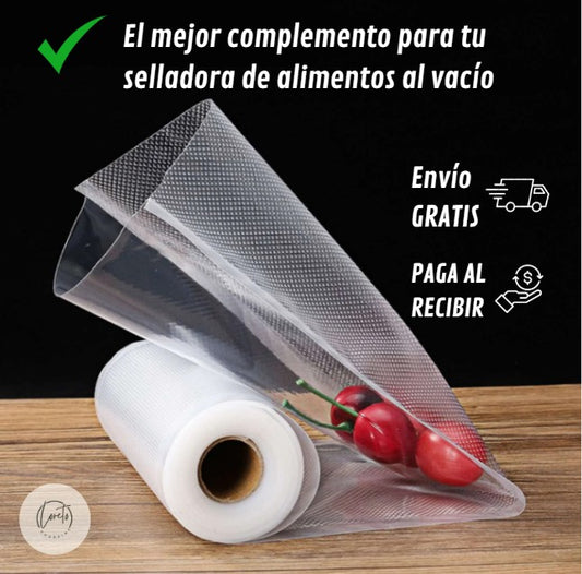 PACK 2 ROLLOS DE 5 MT x 28 CM | COMPLEMENTO IDEAL PARA TU SELLADORA AL VACÍO