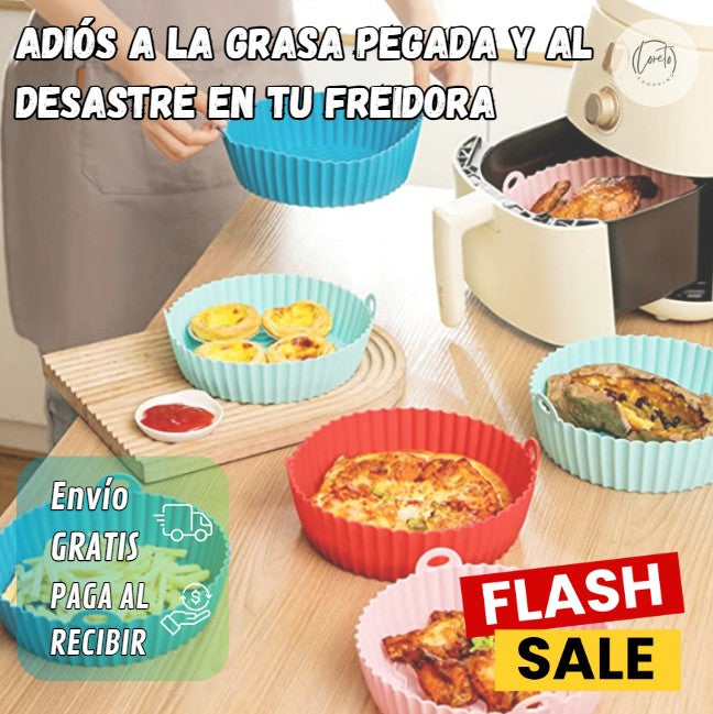 PACK 4 MOLDES DE SILICONA ANTIADHERENTES PARA FREIDORA DE AIRE 20 CM DIÁMETRO